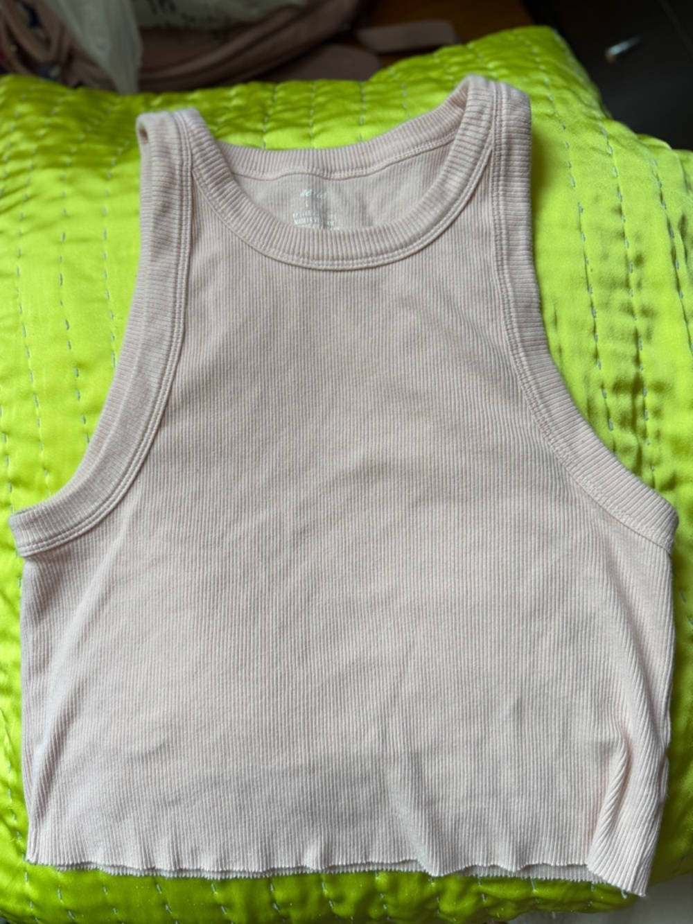 Aerie Pale Pink Free Spirit Ribbed Cropped Top Size Large
